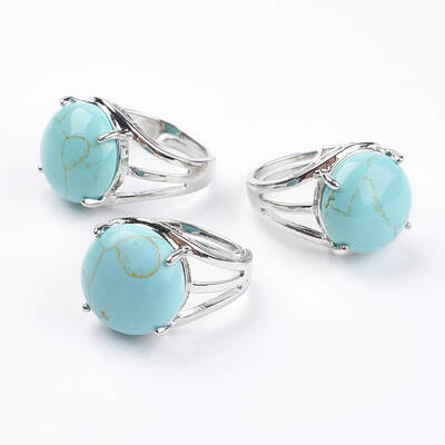 Adjustable Synthetic Turquoise Finger Rings