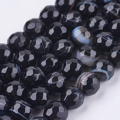 Natural Madagascar Black Agate Bead Strands