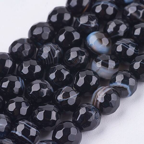 Natural Madagascar Black Agate Bead Strands