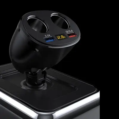 Digital Car Charger, USB QC 3.0 & 3.1A Dual Port Car Charger, Multifunctional Rotatable High Power Car Charger