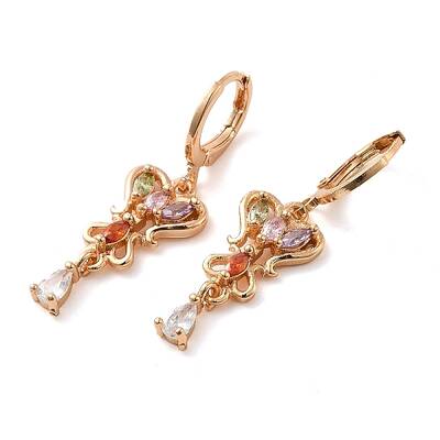 Rack Plating Golden Brass Dangle Leverback Earrings