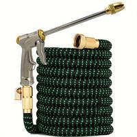 Garden Hose with High Pressure Nozzle & Metal Connector, Retractable Garden Hose, Suitable for Car Washing, Gardening and Pet...
