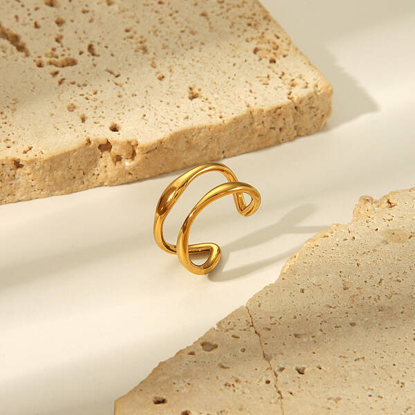 Adjustable Stainless Steel Open Cuff Ring for Women