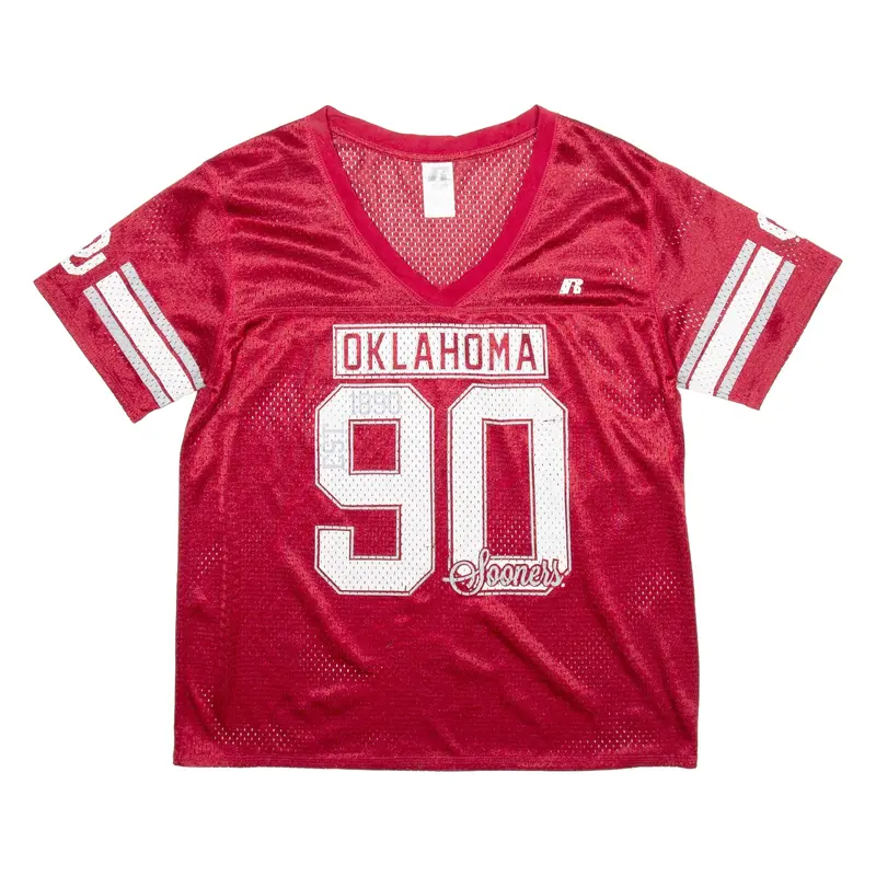 RUSSELL ATHLETIC Oklahoma Mens Jersey Red USA V-Neck XL
