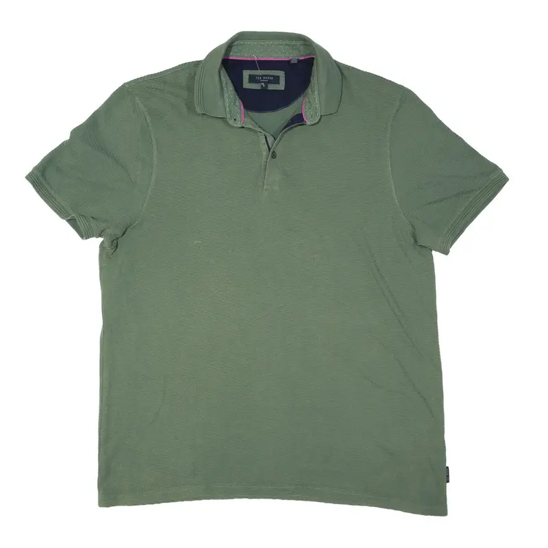 TED BAKER Polo Shirt Green Short Sleeve Mens L