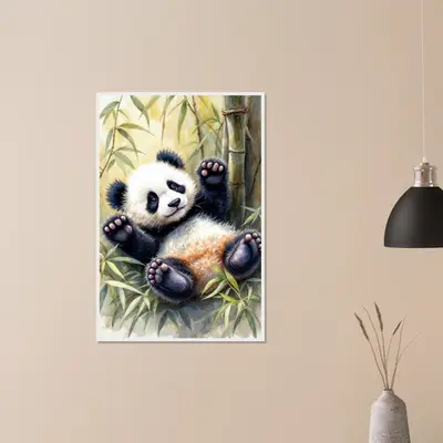 Bamboo Bliss - Playful Panda Framed Print