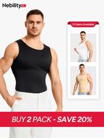 【Nebility】2 Pack Men's Compression Shapewear Vest - High Stretch Tummy Shaper, Men's Sleeveless Breathable Sports Shirt, ...