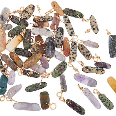 50Pcs 5 Styles Natural Mixed Gemstone Pendants