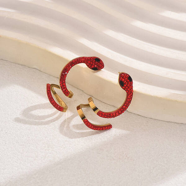 1 Pair Stylish Stainless Steel Snake-shaped Stud Earrings
