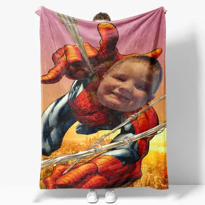 Personalized Climbing Spider Hero Red Boy Blanket - Lofaris