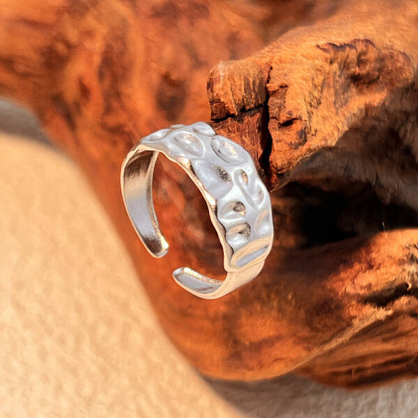Hammered 304 Stainless Steel Cuff Rings