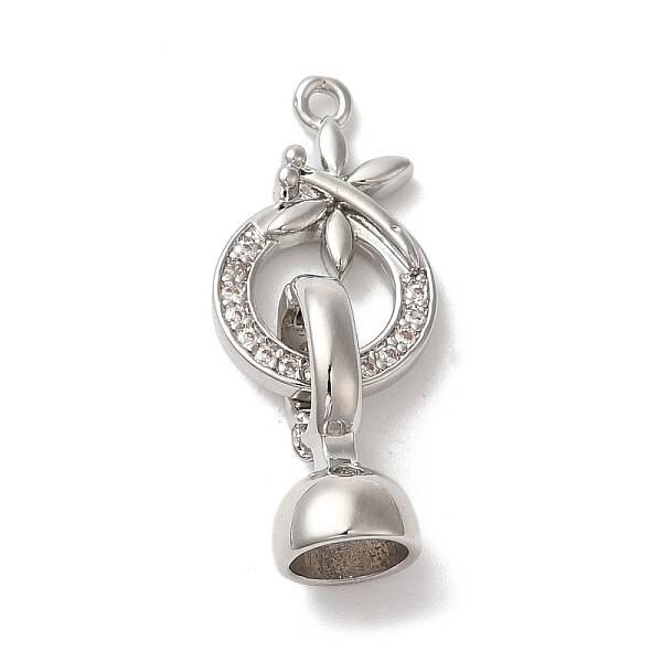 Dragonfly Brass Micro Pave Clear Cubic Zirconia Fold Over Clasps