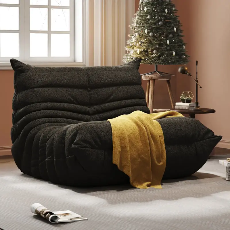 【Fall Deals For You】Bean Bag Chair Sofa – 1/2/3-Seater Living Room Furniture with High-Density Memory Foam & Teddy Flee...