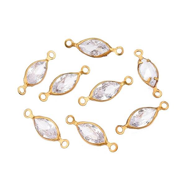 Brass Clear Cubic Zirconia Connector Charms