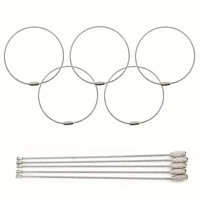 Stainless Steel Wire Keychain Cable, Key Ring Loop Holder, Aircraft Cable Key Ring Loop for Outdoor Hiking, Hanging Luggage T...