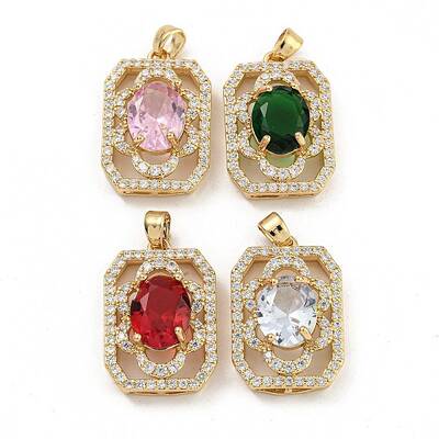 Brass Micro Pave Clear Cubic Zirconia Pendants