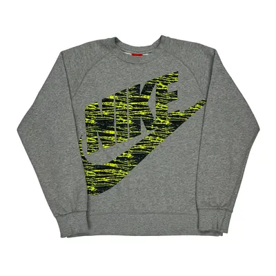 Nike Graphic Sweatshirt - Large Grey Cotton Blend