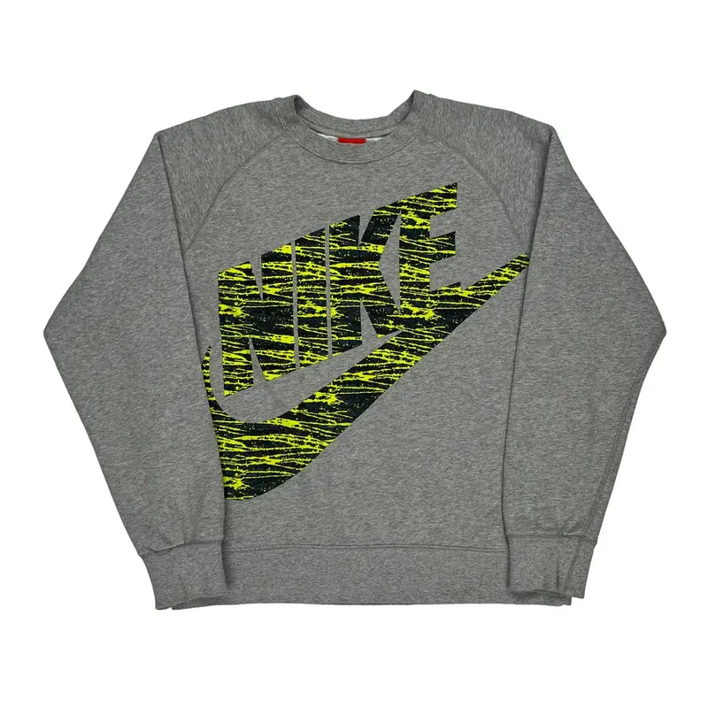 Nike Graphic Sweatshirt - Large Grey Cotton Blend