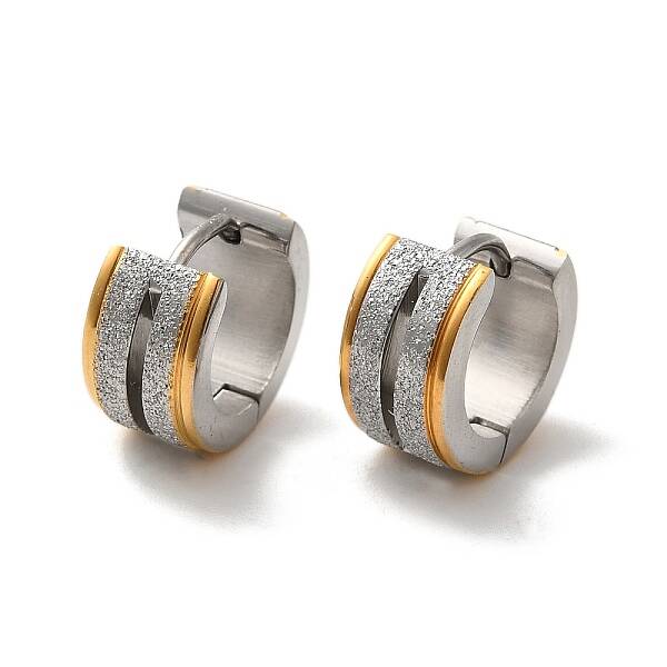 Gold Flash Sand 304 Stainless Steel Hoop Earrings