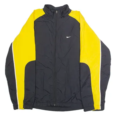 NIKE Mens Windbreaker Jacket Black Nylon Colourblock L