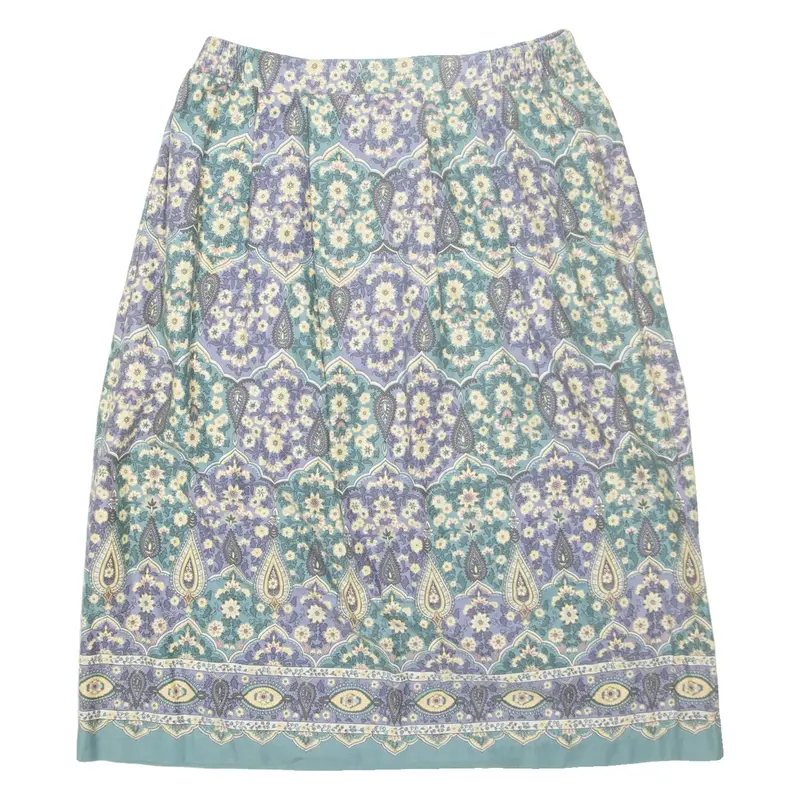 JANTZEN Womens A-Line Skirt Green Midi Crazy Pattern M