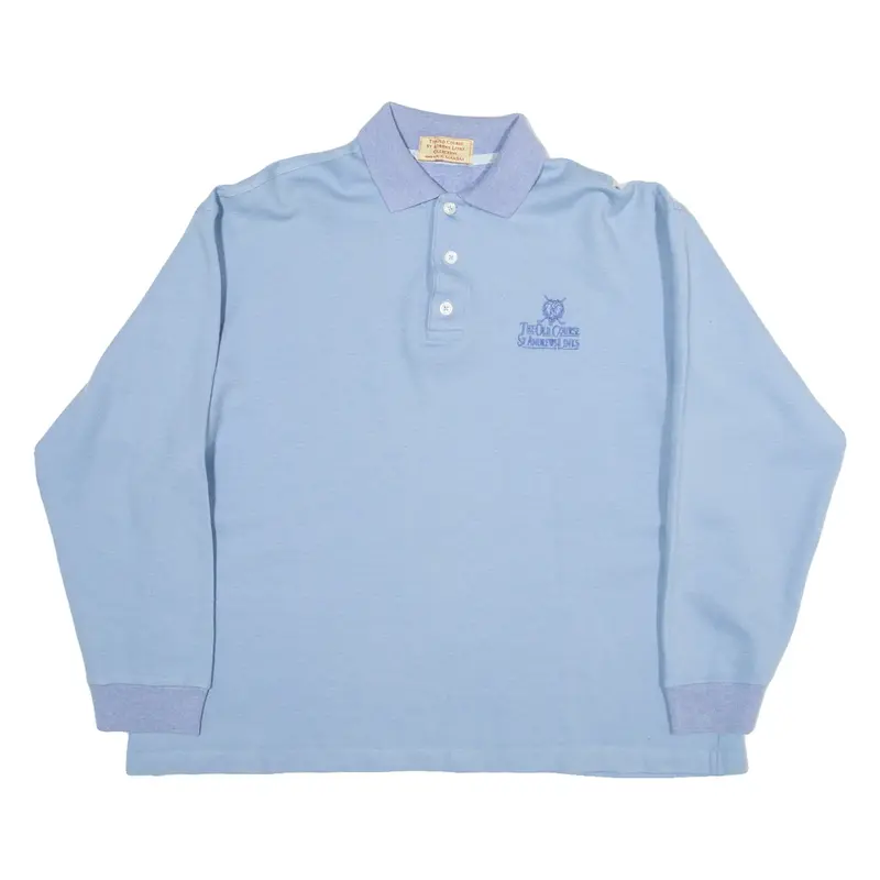 St Andrews Link Womens Sweatshirt Blue Button Neck M