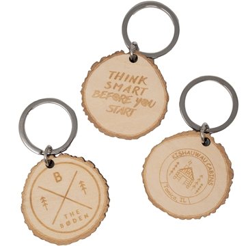 100 Custom Custom Wood Log Cut Keychains - Natural Grain