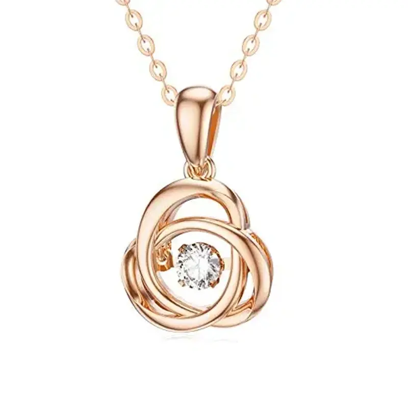 14K Rose Gold Personalized Birthstone & Celtic Knot Necklace for Women