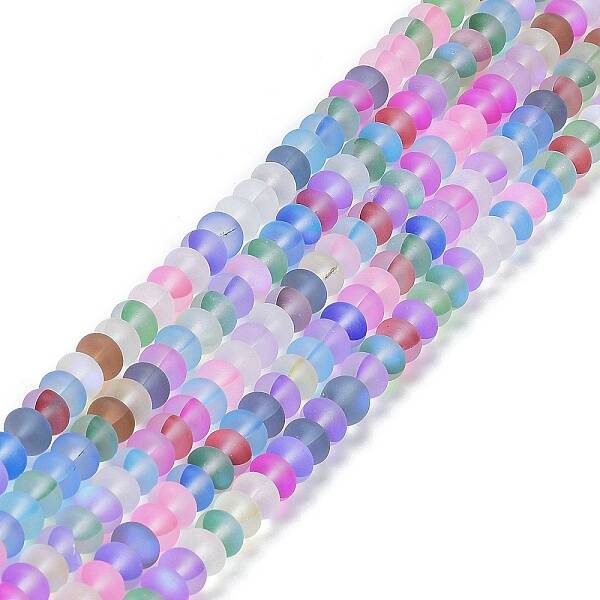 Frosted Transparent Glass Beads Strands