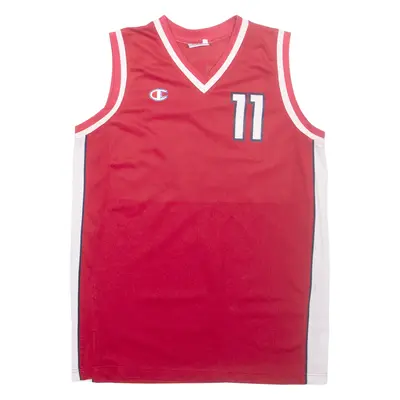 CHAMPION Basketball Boys Vest Red Sleeveless V-Neck 16Y