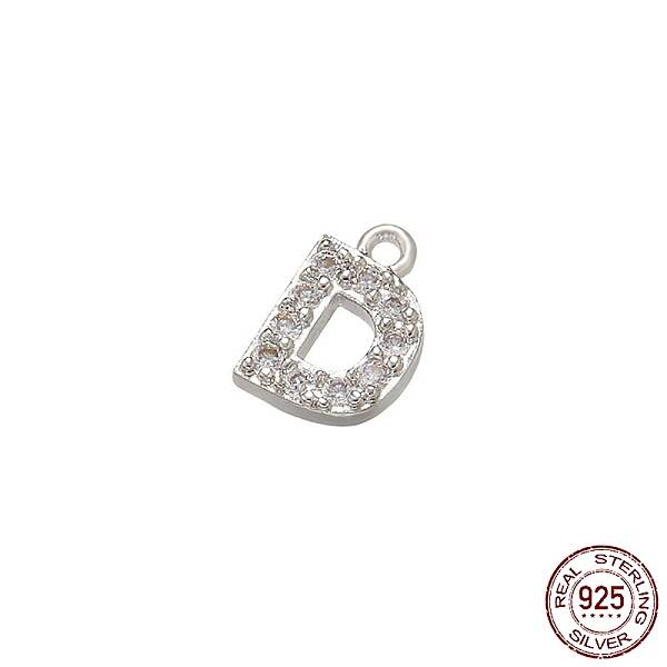 Real Platinum Plated Rhodium Plated 925 Sterling Silver Micro Pave Clear Cubic Zirconia Charms