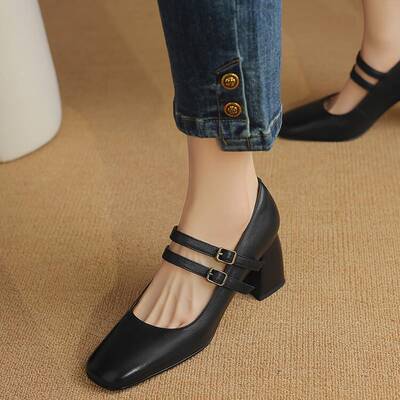 CHIKO Aideen Square Toe Block Heels Mary Jane Shoes