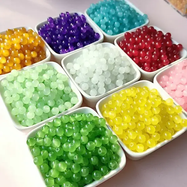 [A005]DIY 6mm 200pcs Glass Beads for Bracelets Necklace Jewelry Making - Assorted Colors for Crafting