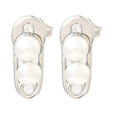 Anti-Tarnish Rhodium Plated 925 Sterling Silver Safety Pin Shape Stud Earrings