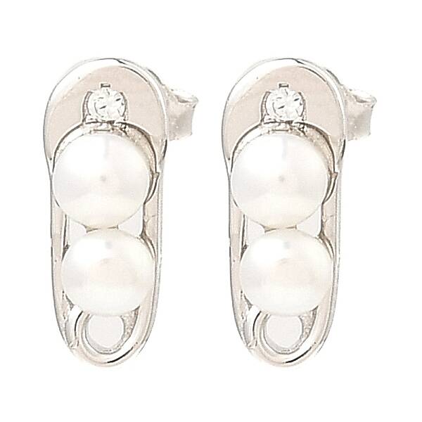 Anti-Tarnish Rhodium Plated 925 Sterling Silver Safety Pin Shape Stud Earrings