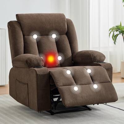 Garvee Recliner Chair 24 Seat Width, Manual Reclining Sofa with Massage and Heat, Comfy Overstuffed Rocking Chair with Side ...