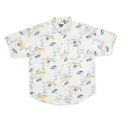 PURITAN Mens Hawaiian Shirt White XL