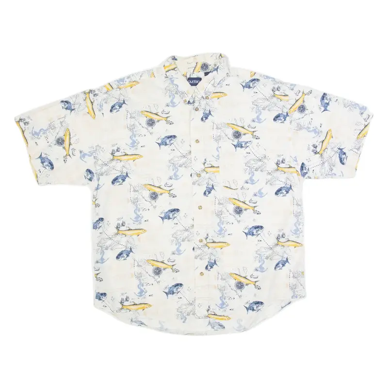 PURITAN Mens Hawaiian Shirt White XL