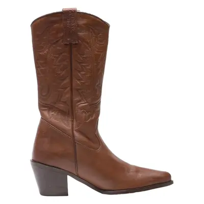 JOE SANCHEZ Cowboy Boots Brown Leather Womens UK 3