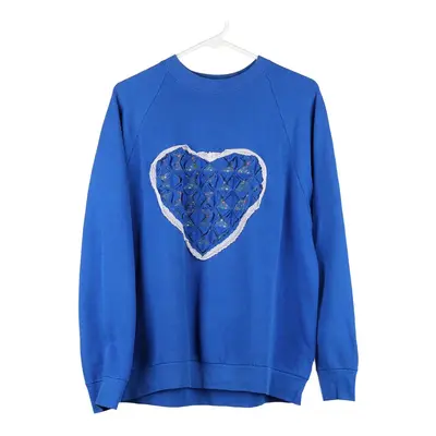 Fruit Of The Loom Sweatshirt - Large Blue Cotton Blend