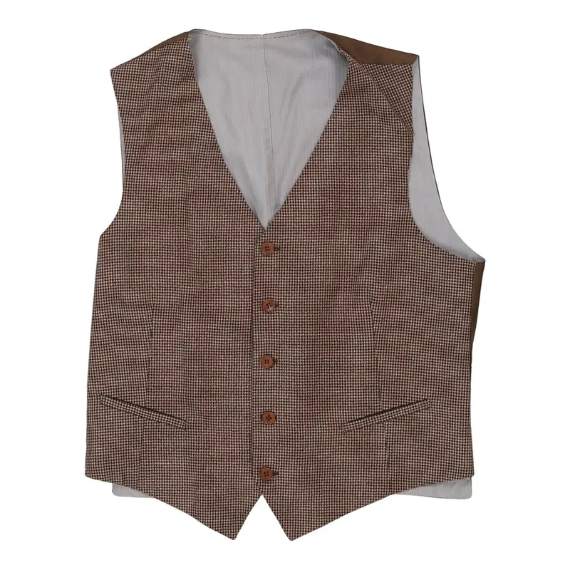 Unbranded Checked Waistcoat - Large Brown Wool Blend