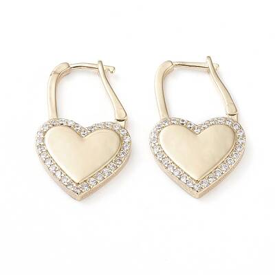 Brass Micro Pave Cubic Zirconia Huggie Hoop Earrings