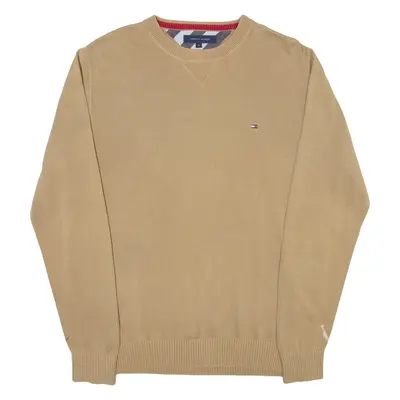 TOMMY HILFIGER Mens Jumper Brown Tight Knit M