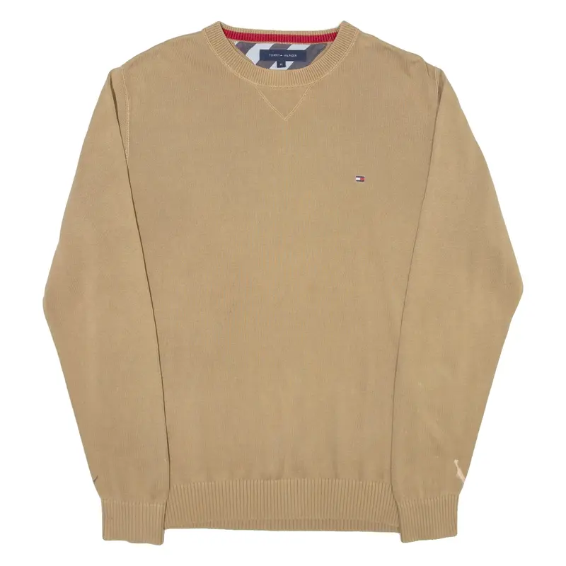 TOMMY HILFIGER Mens Jumper Brown Tight Knit M