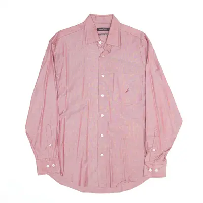 NAUTICA Embroidered Red Plain Long Sleeve Shirt Mens M