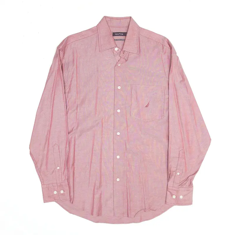 NAUTICA Embroidered Red Plain Long Sleeve Shirt Mens M