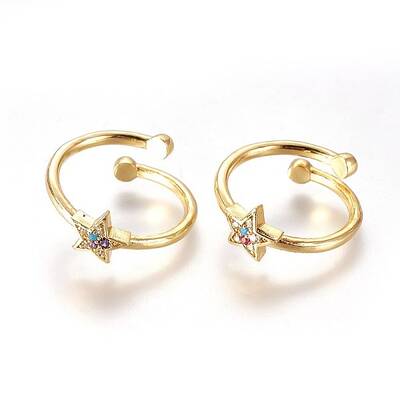 Adjustable Brass Micro Pave Cubic Zirconia Finger Rings