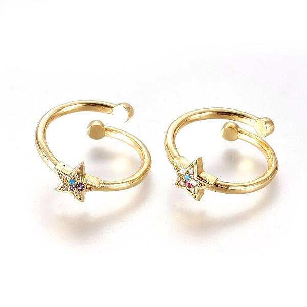 Adjustable Brass Micro Pave Cubic Zirconia Finger Rings