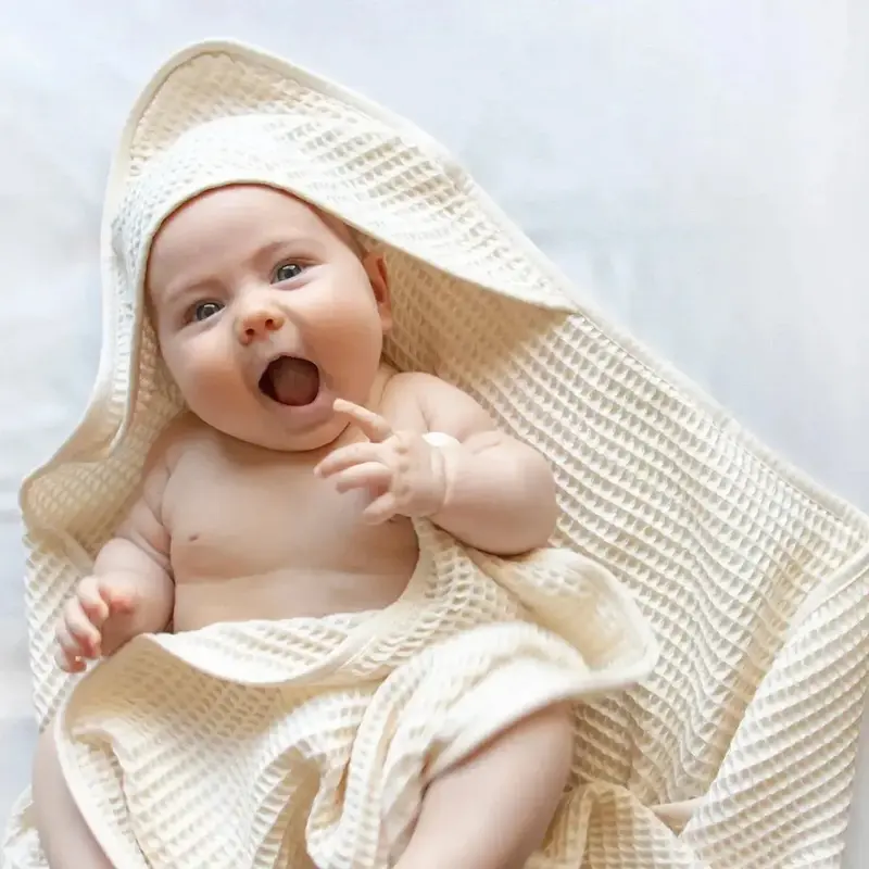 CleanBamboo® Waffle Hooded Baby Towel | Color: Cloud | Size: Baby