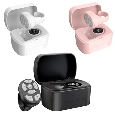 Wireless Remote Control Ring with Digital Display, 1 Count Rechargeable 7-key Roller Clicker, Selfie & Video Control for Smar...